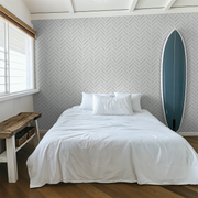 Modern Blue Watercolor Herringbone Wallpaper – Hand-Painted Chevron Style