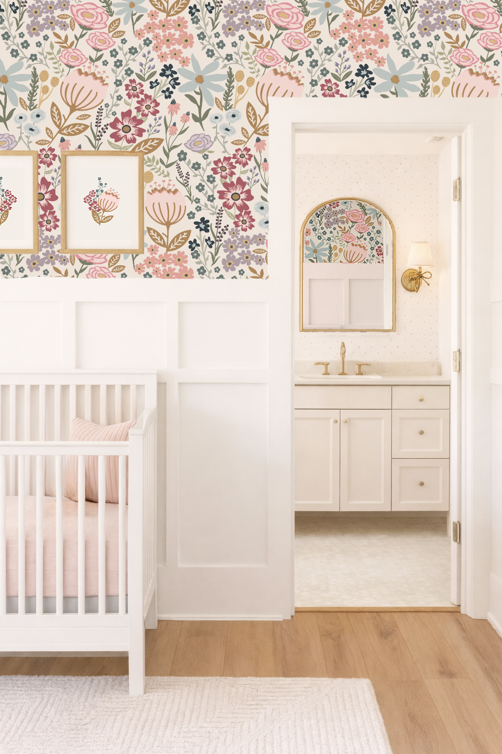 Bold Floral Nursery Wallpaper – Pink & Purple Garden | Peel & Stick or ...
