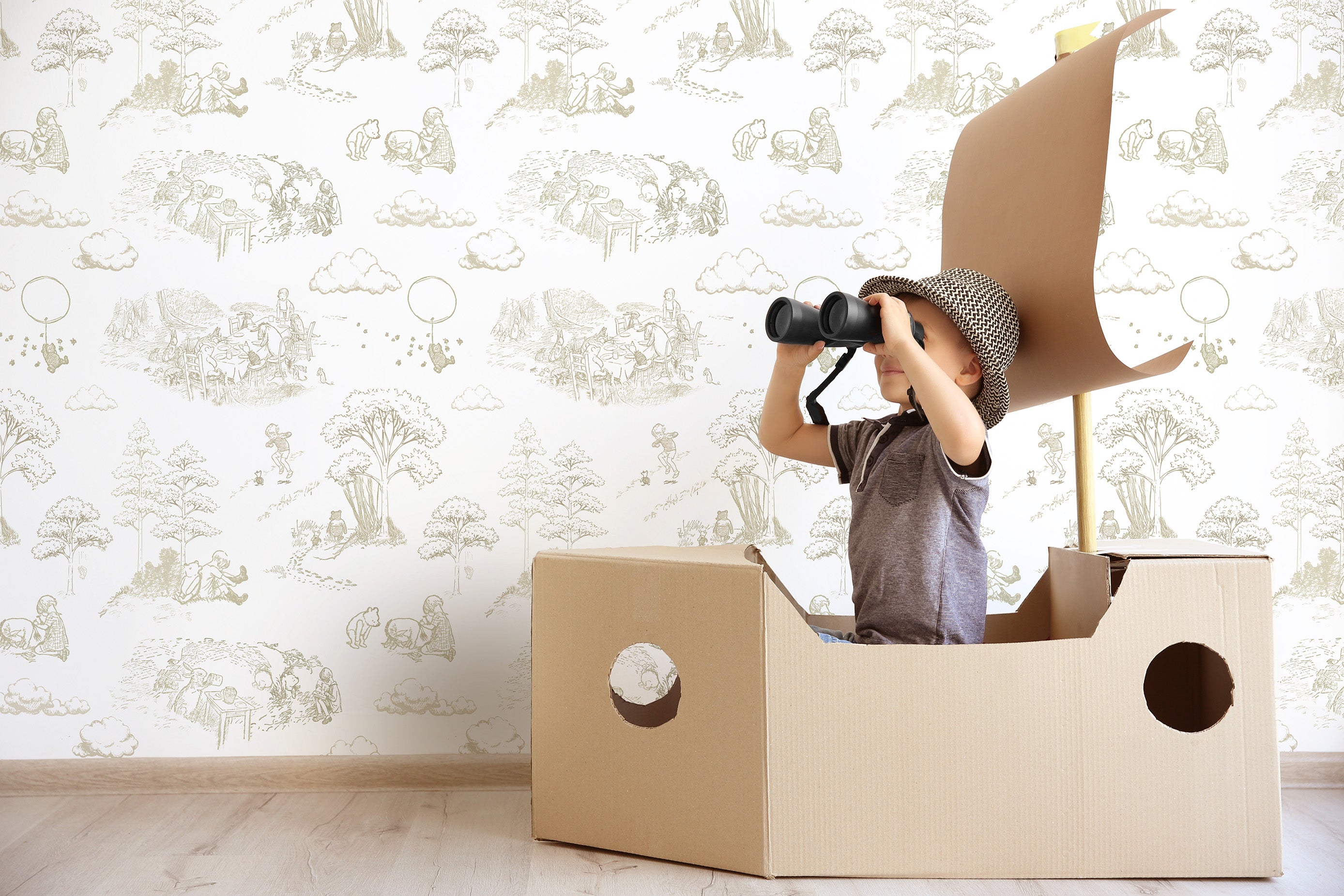 Winnie the Pooh Toile Golden Taupe