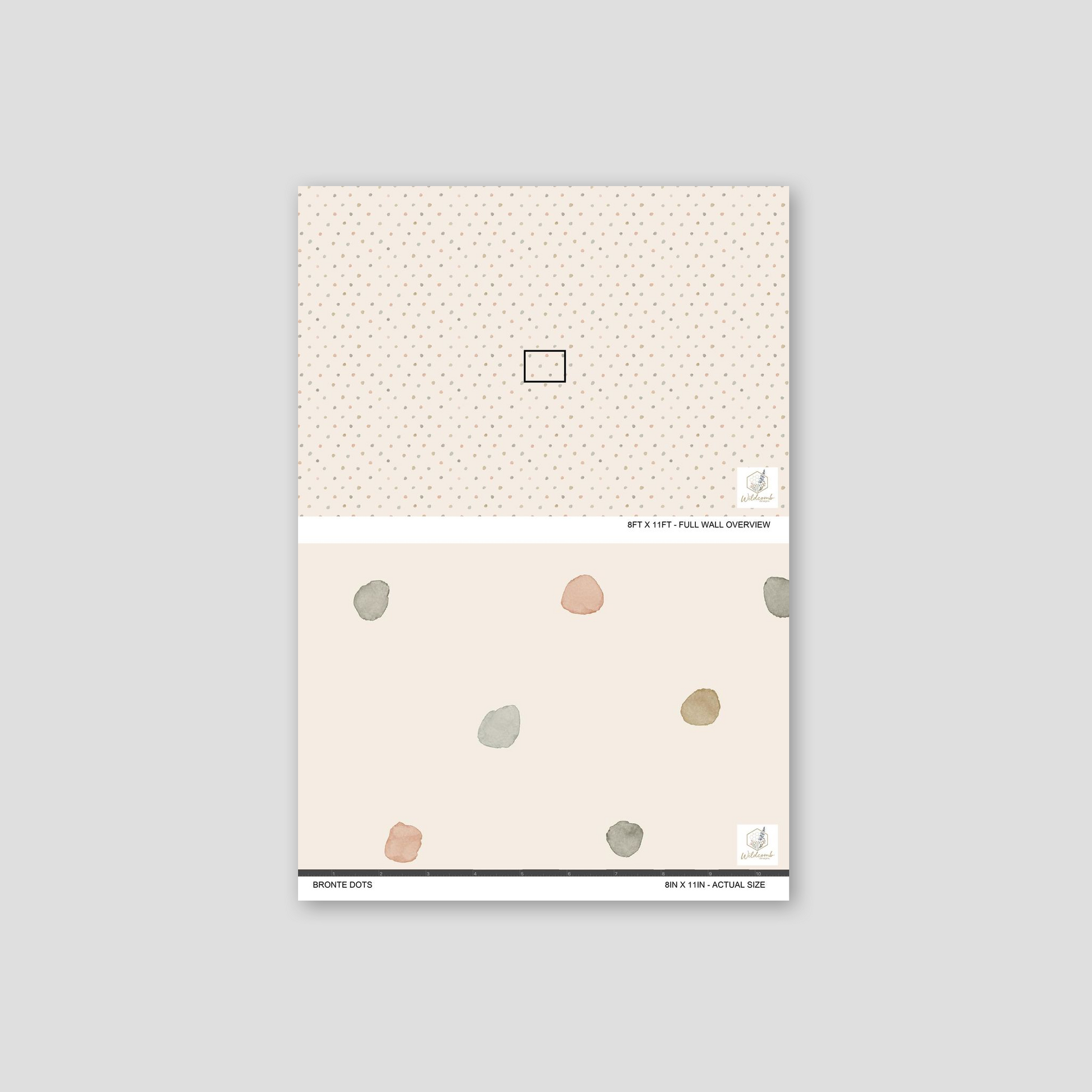 Bronte Dots wallpaper with pastel watercolor dots on beige background