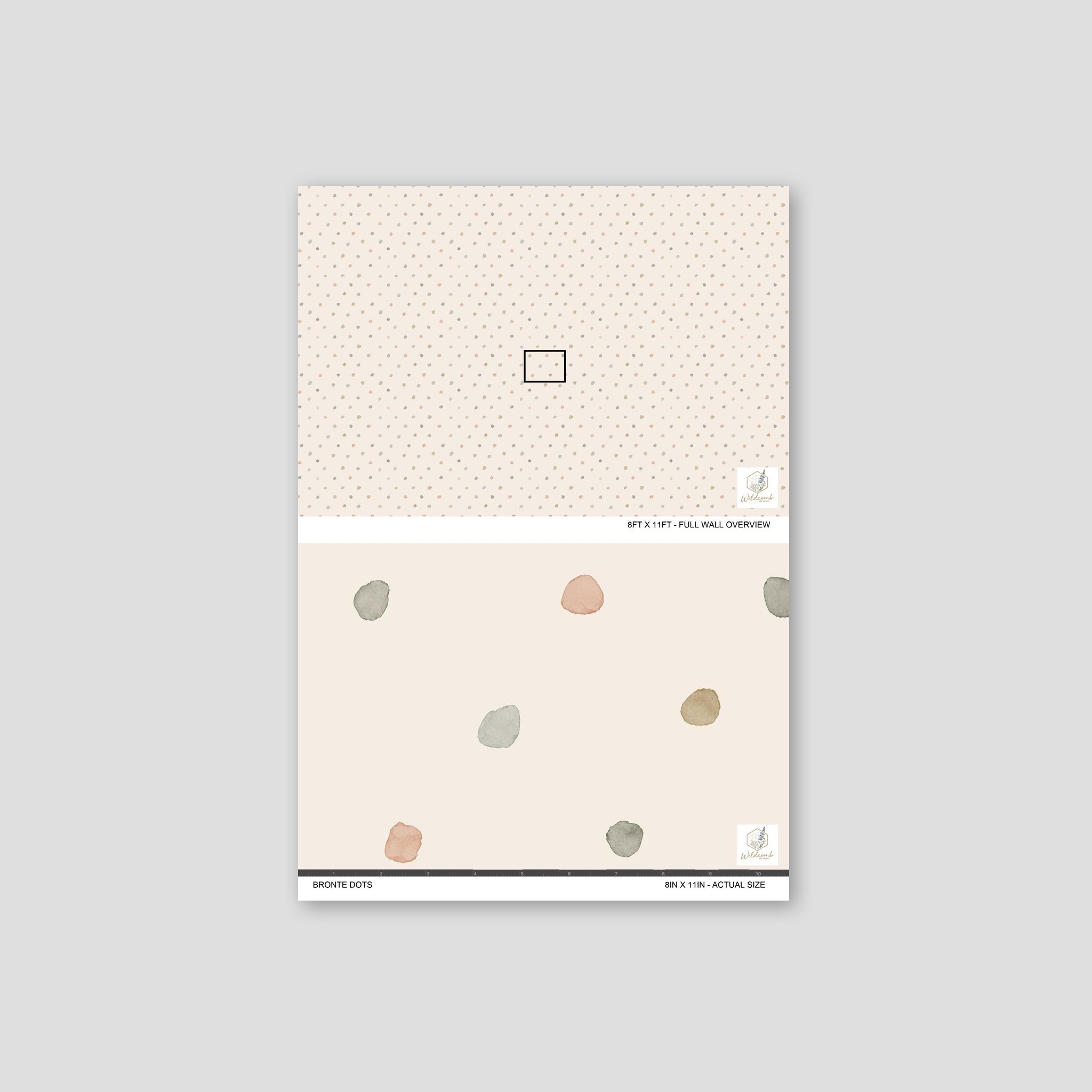 Bronte Dots wallpaper with pastel watercolor dots on beige background