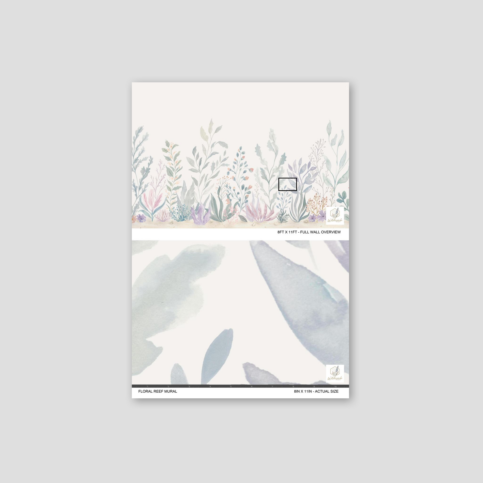 Floral Reef Mural wallpaper with pastel botanical design and watercolor florals.