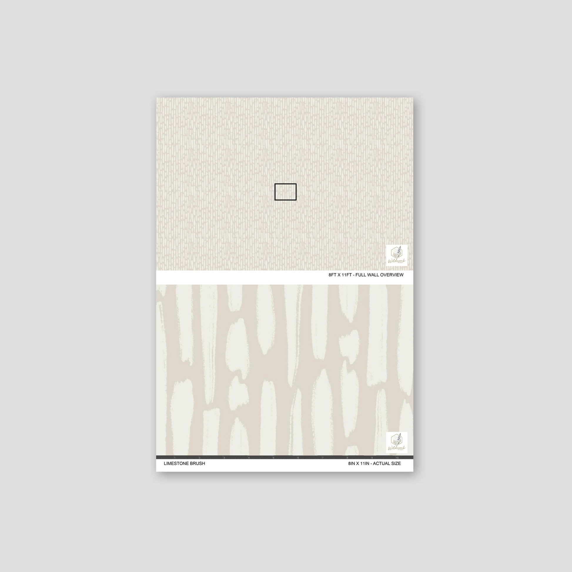 Limestone Brush neutral wallpaper with hand-painted brushstroke pattern in warm greige tones