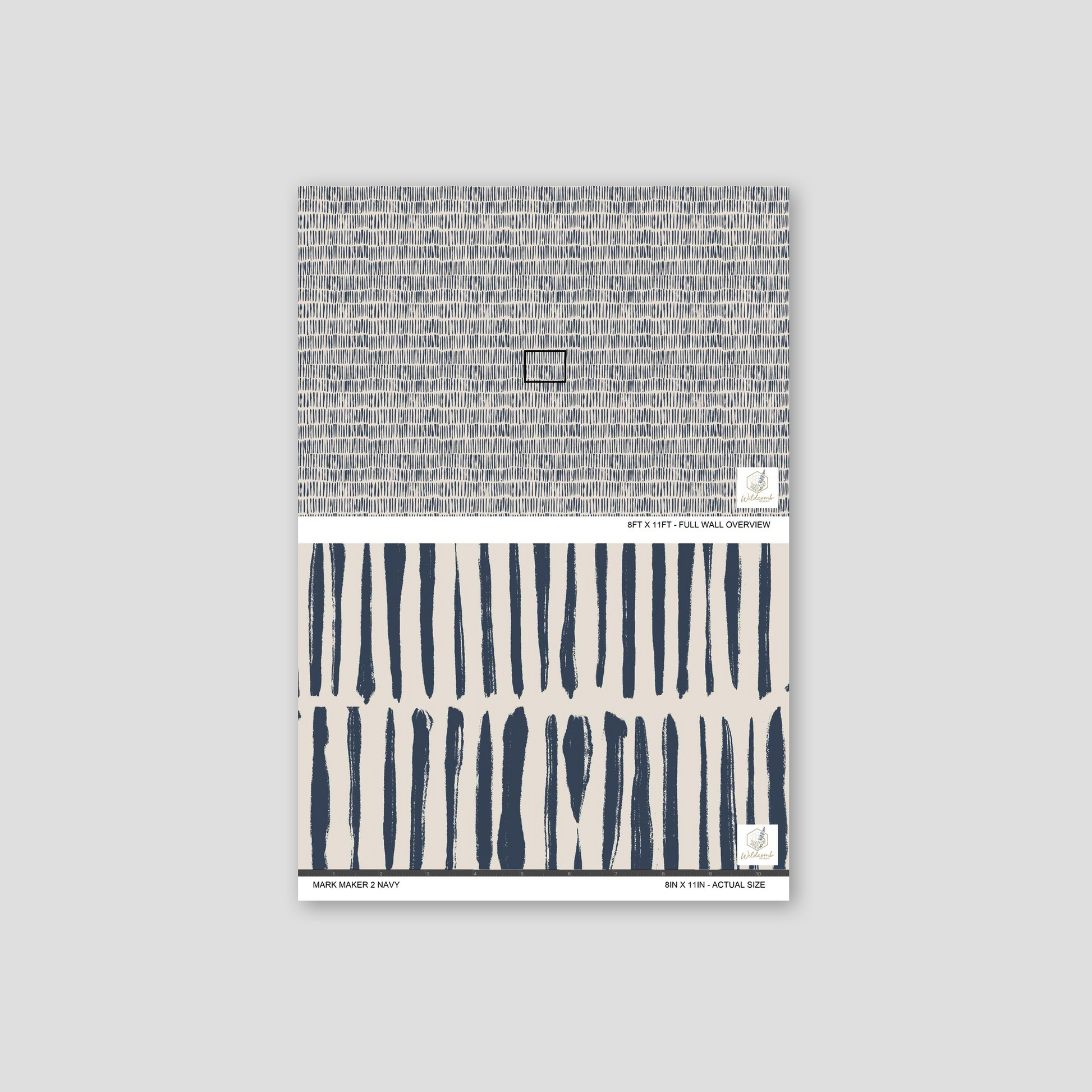 Navy brushstroke abstract wallpaper sample on alabaster background