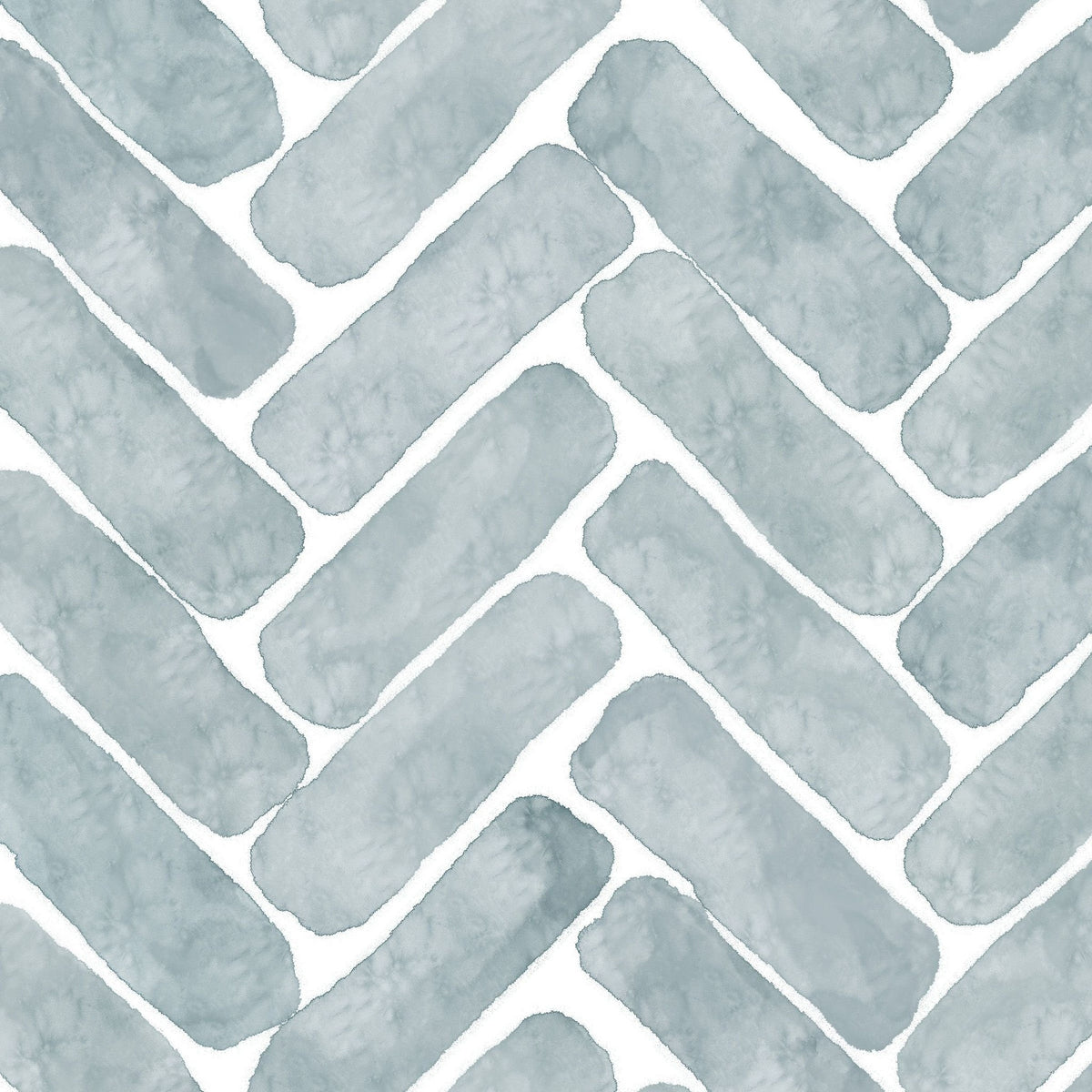 Navy herringbone tile wallpaper with soft geometric pattern in muted tones