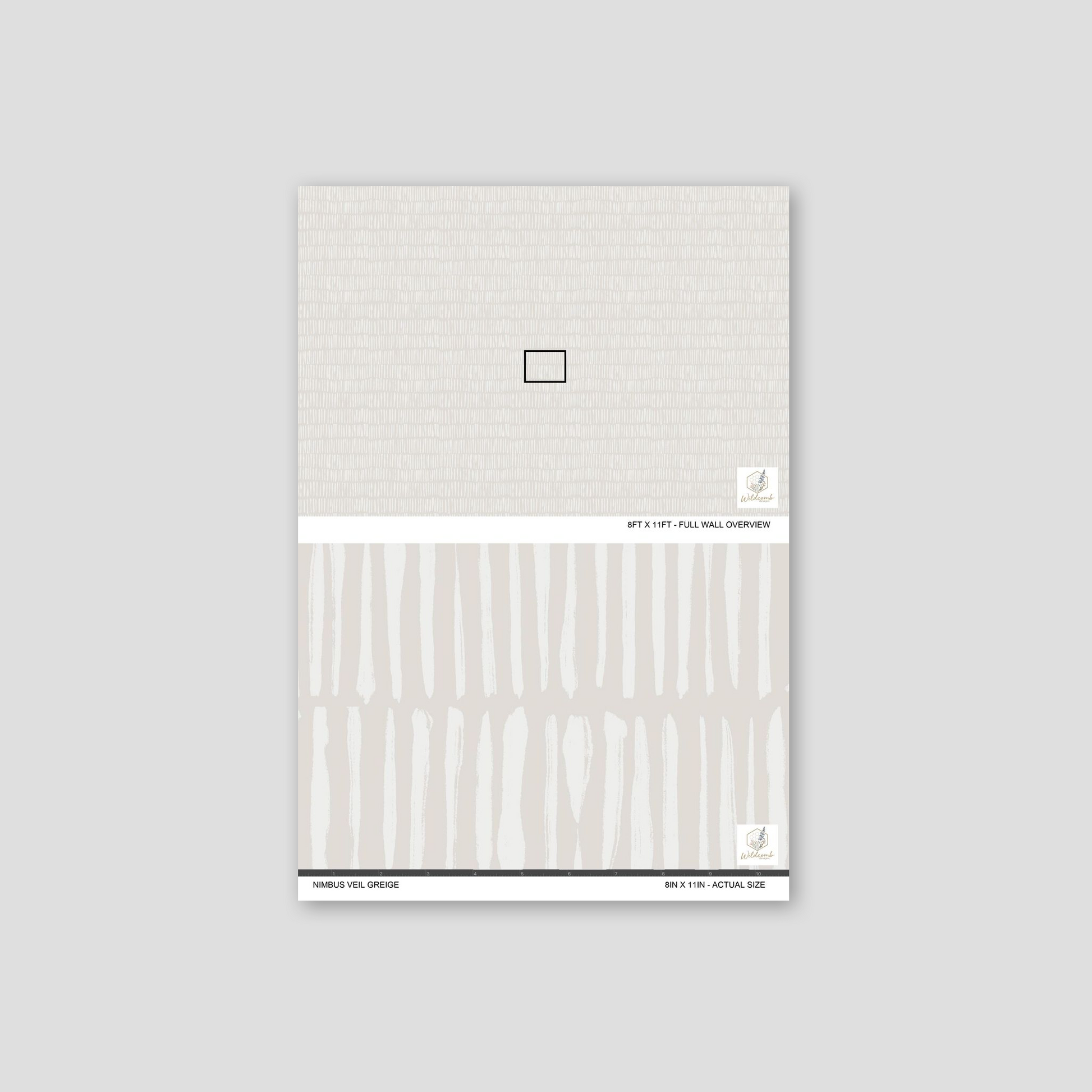 Nimbus Veil Greige wallpaper with soft linear strokes in neutral tones
