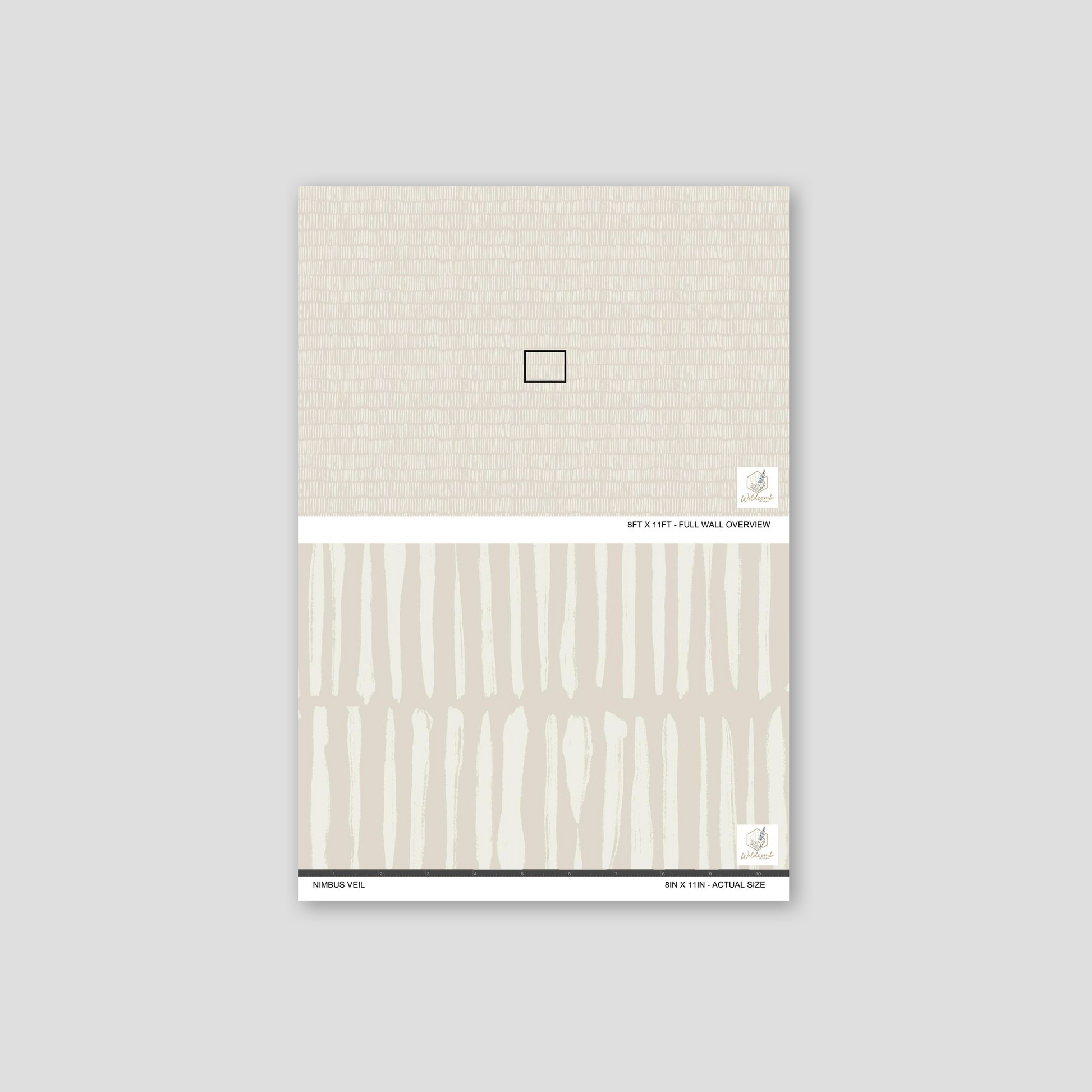 Nimbus Veil wallpaper sample with textured neutral brushstroke pattern
