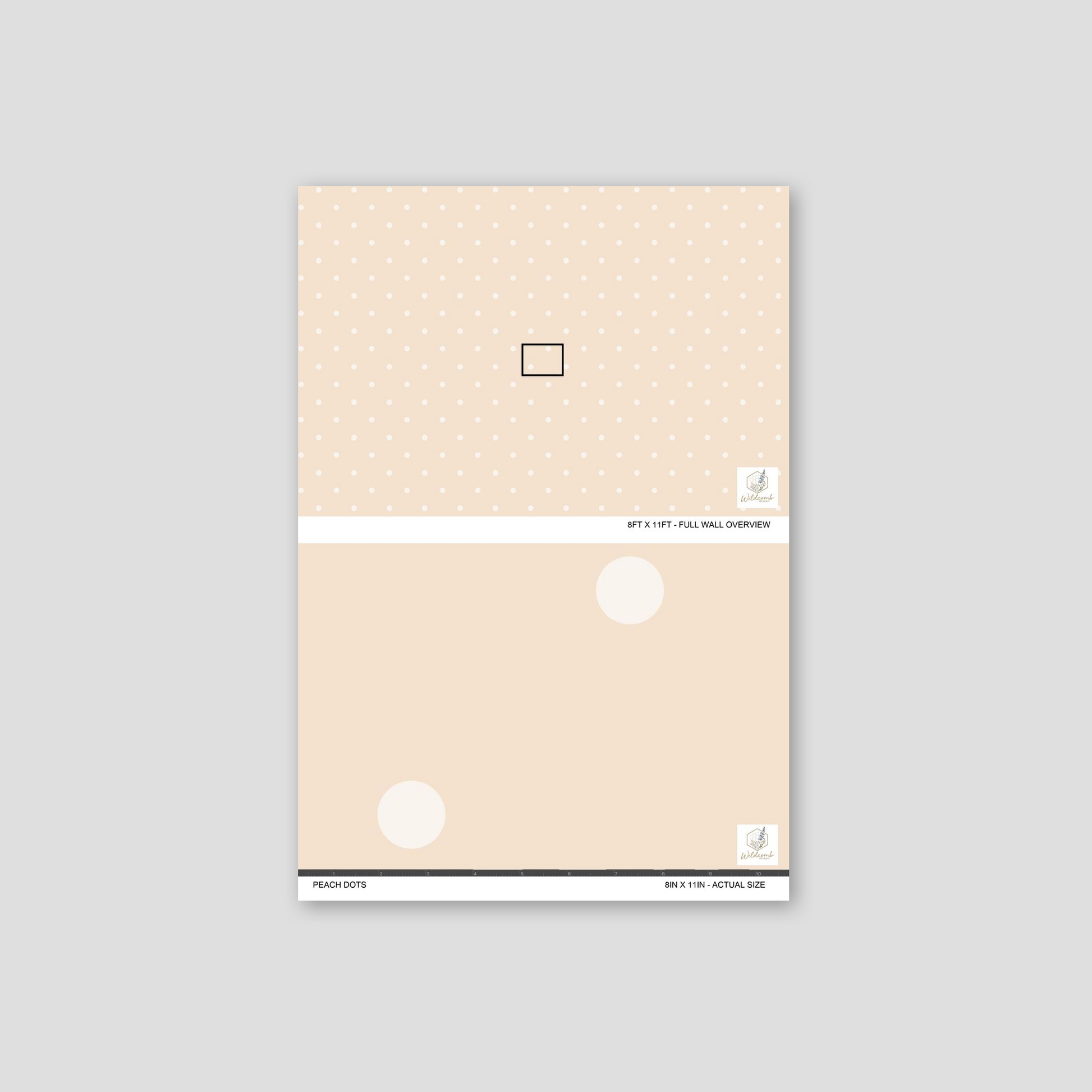 Peach polka dot wallpaper sample with soft hue and playful dots