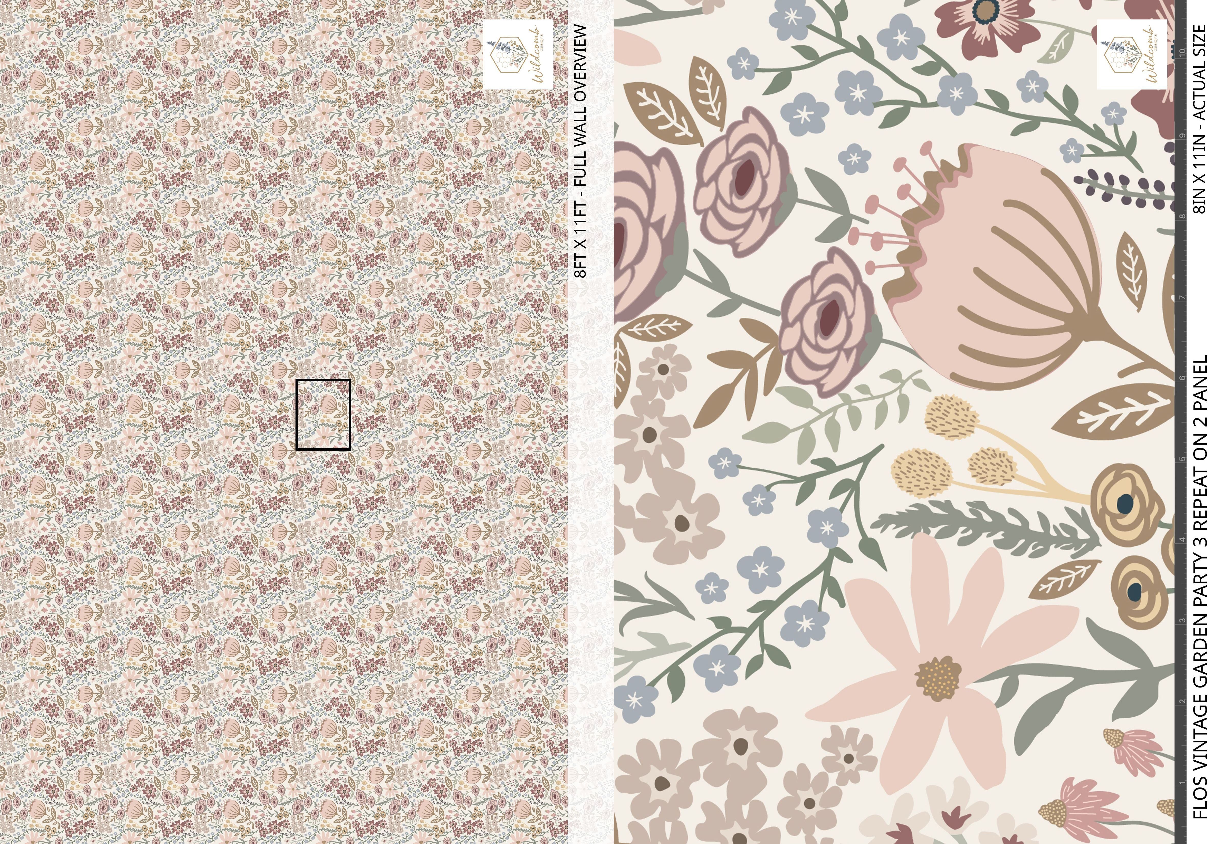 flos vintage garden party 3 repeat on 2 panel