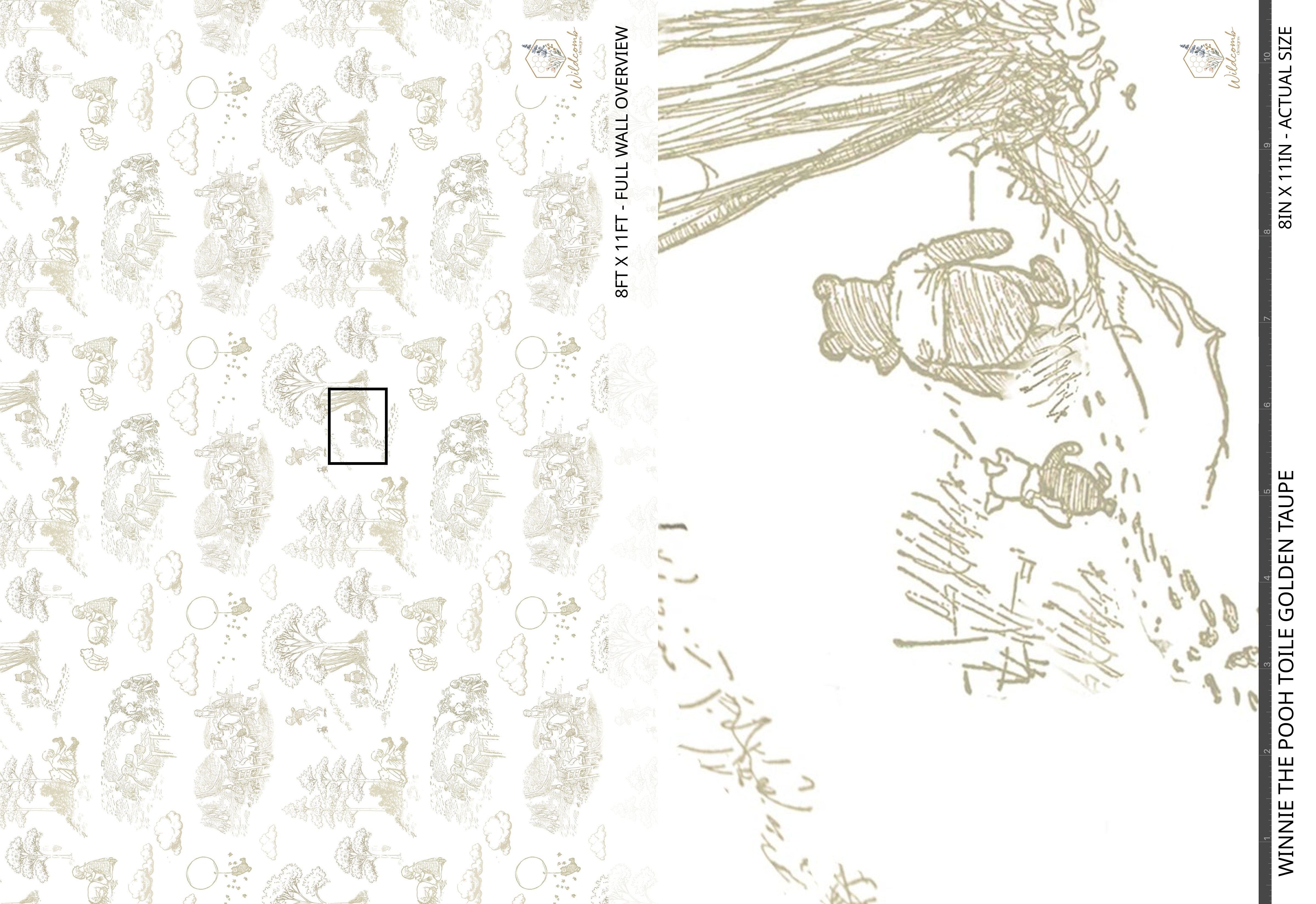 Winnie the Pooh Toile Golden Taupe