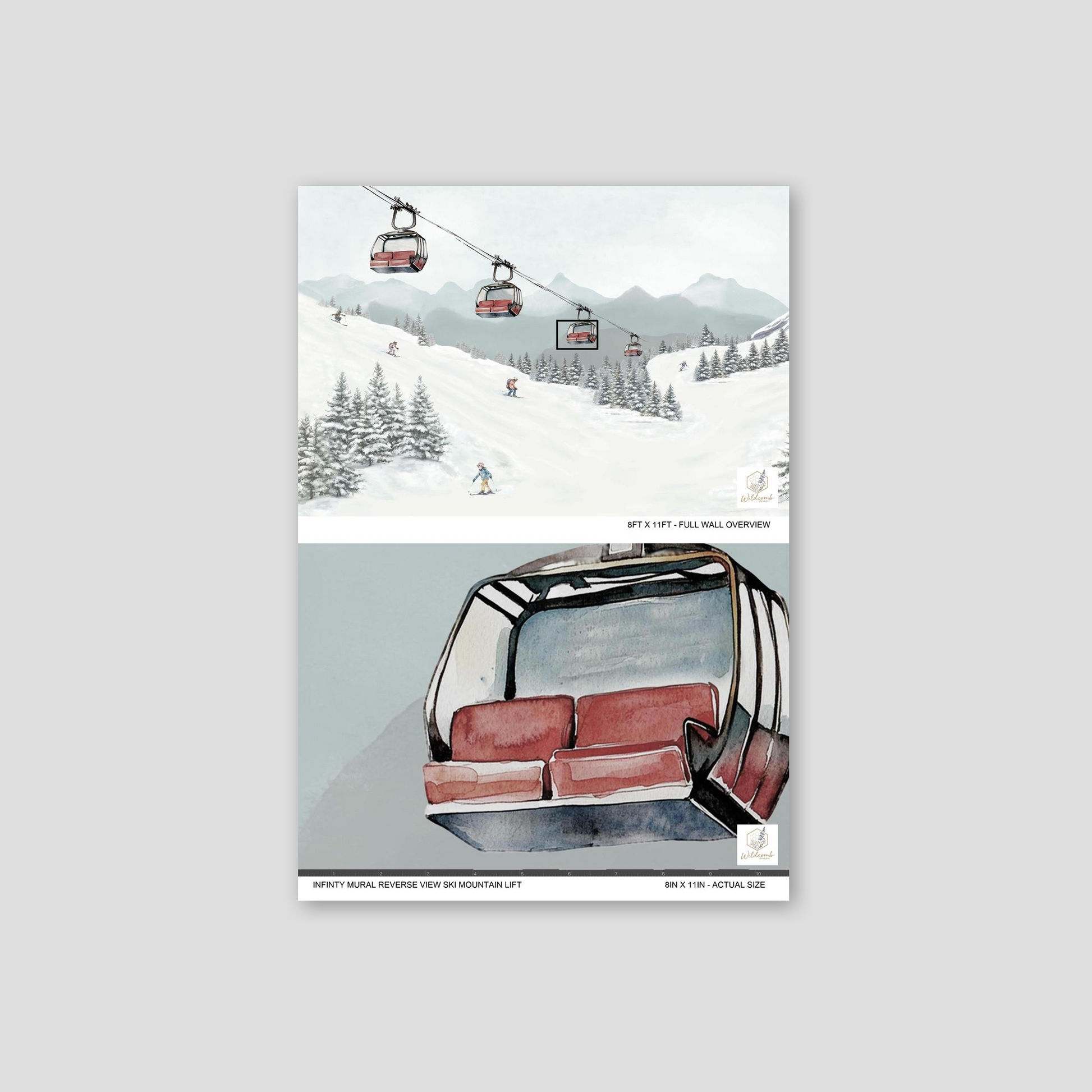 Ski mountain wallpaper with red lifts and snowy landscape.