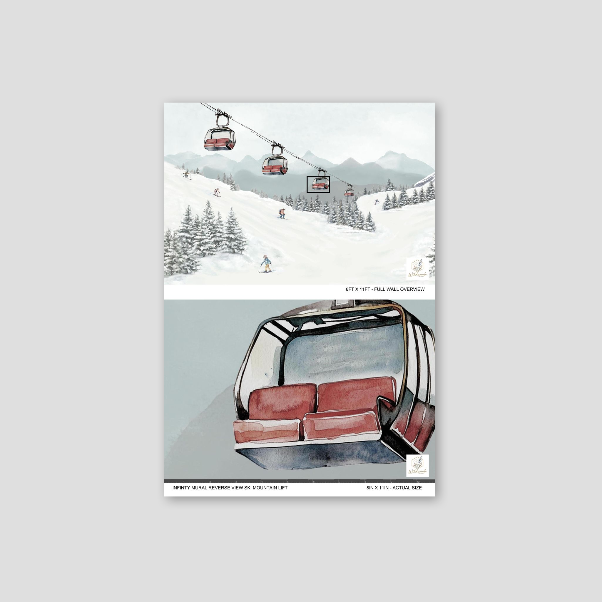 Ski mountain wallpaper with red lifts and snowy landscape.
