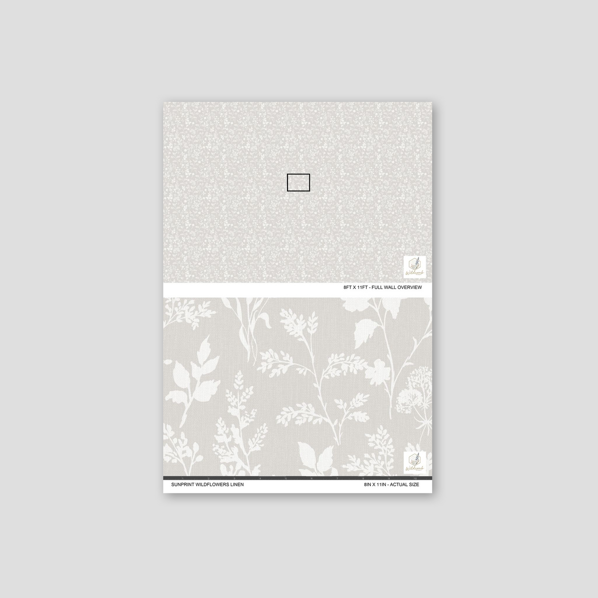 Sunprint Wildflowers Linen wallpaper with delicate floral pattern in soft muted tones.