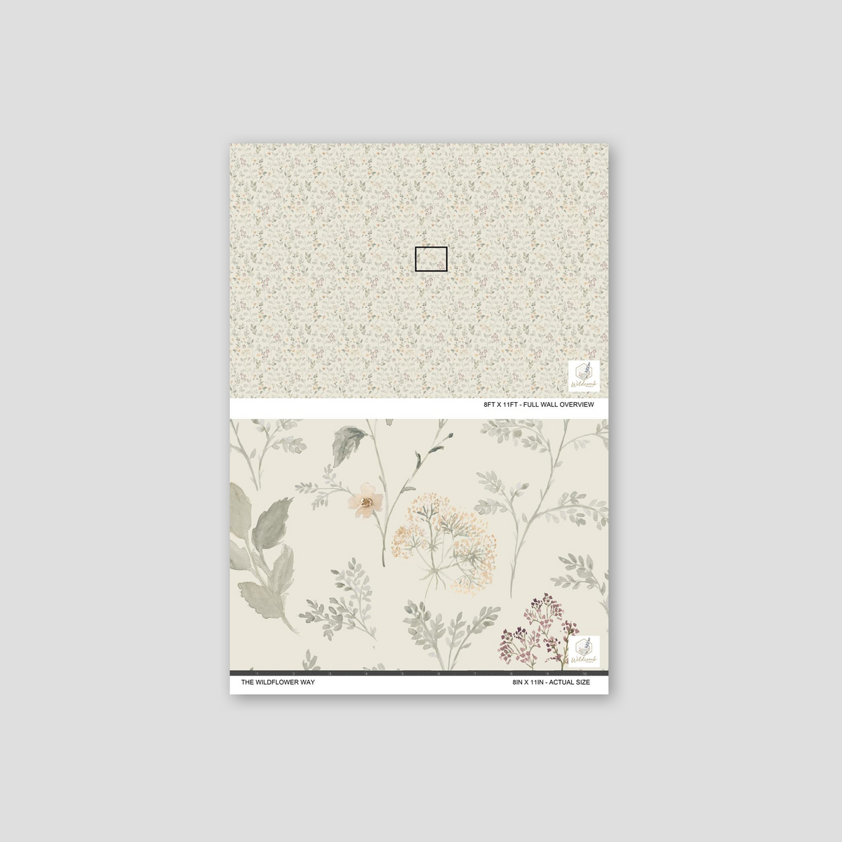 The Wildflower Way vintage wildflower wallpaper in cream, sage, peach and dusty plum